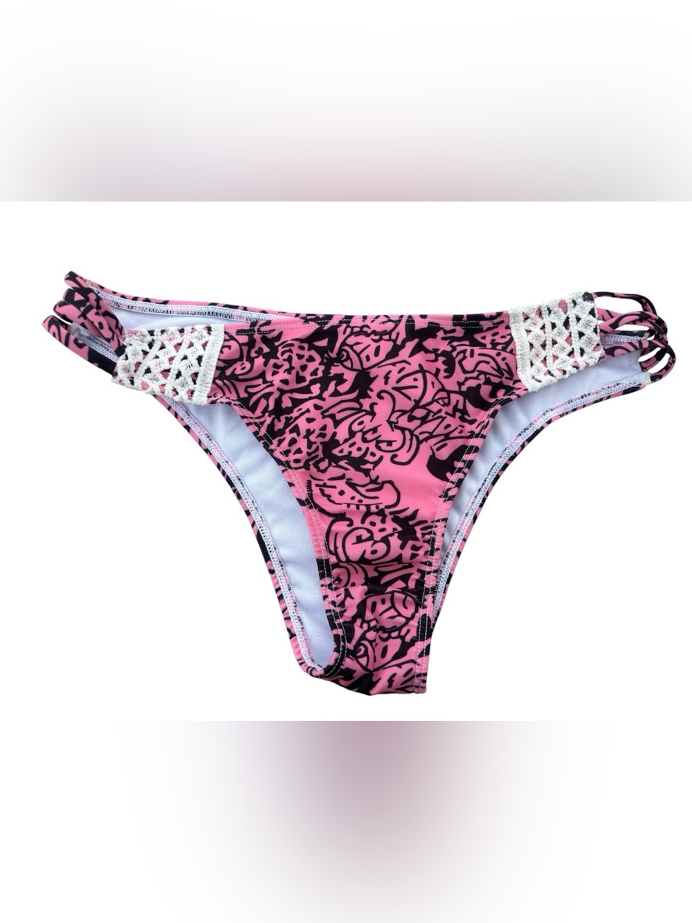 Pink and Black Printed Bikini Bottom
